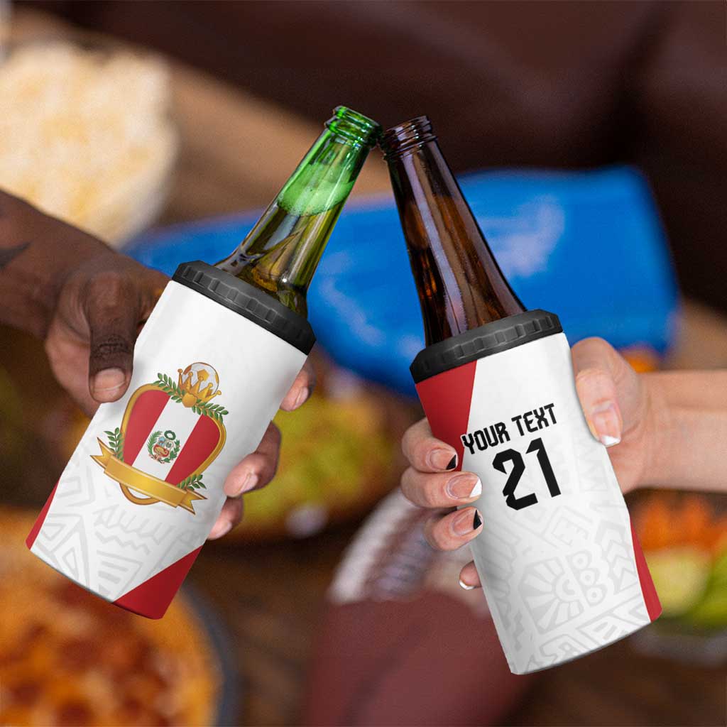 Peru Football Custom 4 in 1 Can Cooler Tumbler La Bicolor Arriba Peru