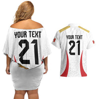 Peru Football Custom Couples Matching Off Shoulder Short Dress and Hawaiian Shirt La Bicolor Arriba Peru