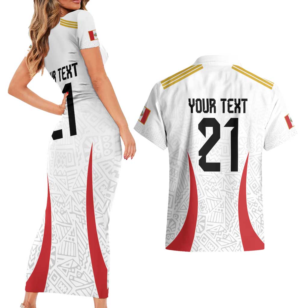 Peru Football Custom Couples Matching Short Sleeve Bodycon Dress and Hawaiian Shirt La Bicolor Arriba Peru