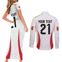 Peru Football Custom Couples Matching Short Sleeve Bodycon Dress and Long Sleeve Button Shirt La Bicolor Arriba Peru
