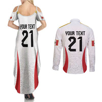 Peru Football Custom Couples Matching Summer Maxi Dress and Long Sleeve Button Shirt La Bicolor Arriba Peru