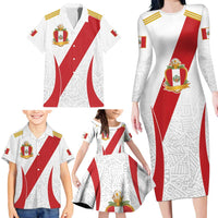 Peru Football Custom Family Matching Long Sleeve Bodycon Dress and Hawaiian Shirt La Bicolor Arriba Peru