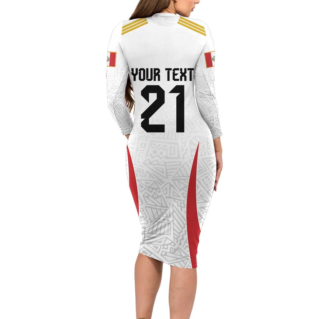 Peru Football Custom Family Matching Long Sleeve Bodycon Dress and Hawaiian Shirt La Bicolor Arriba Peru