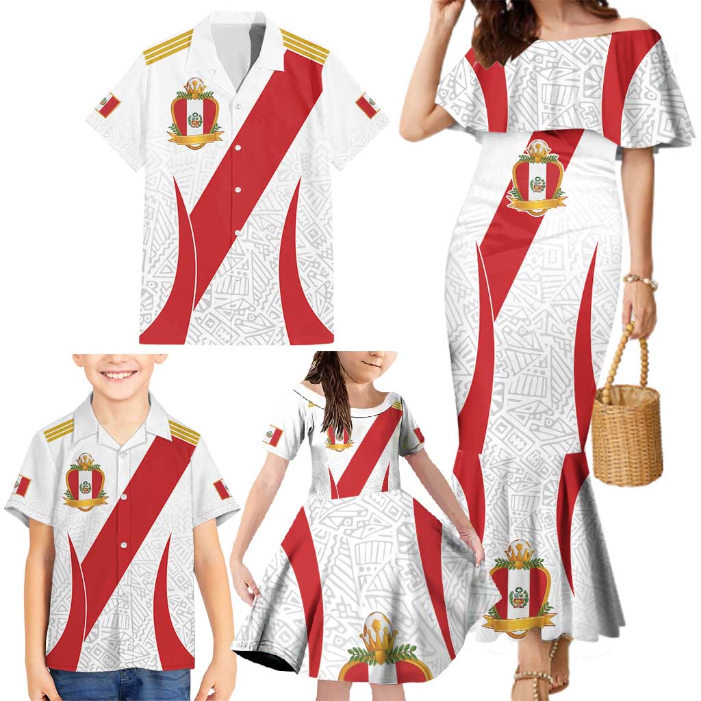 Peru Football Custom Family Matching Mermaid Dress and Hawaiian Shirt La Bicolor Arriba Peru
