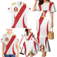 Peru Football Custom Family Matching Mermaid Dress and Hawaiian Shirt La Bicolor Arriba Peru