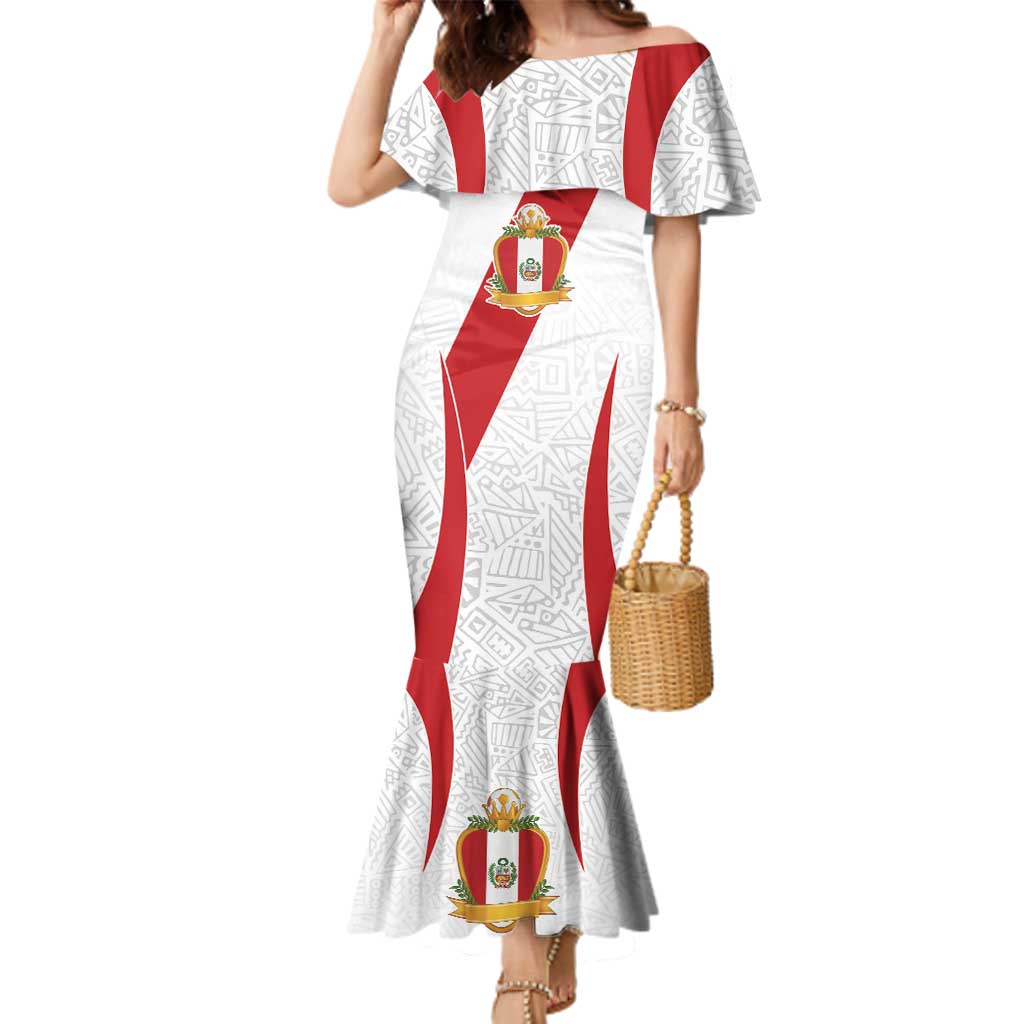 Peru Football Custom Family Matching Mermaid Dress and Hawaiian Shirt La Bicolor Arriba Peru