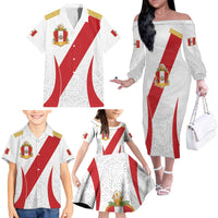 Peru Football Custom Family Matching Off The Shoulder Long Sleeve Dress and Hawaiian Shirt La Bicolor Arriba Peru