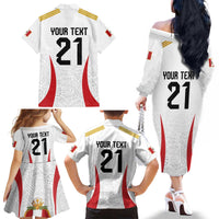 Peru Football Custom Family Matching Off The Shoulder Long Sleeve Dress and Hawaiian Shirt La Bicolor Arriba Peru