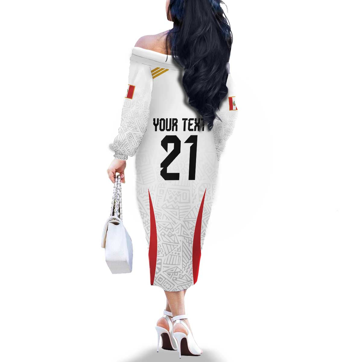 Peru Football Custom Family Matching Off The Shoulder Long Sleeve Dress and Hawaiian Shirt La Bicolor Arriba Peru