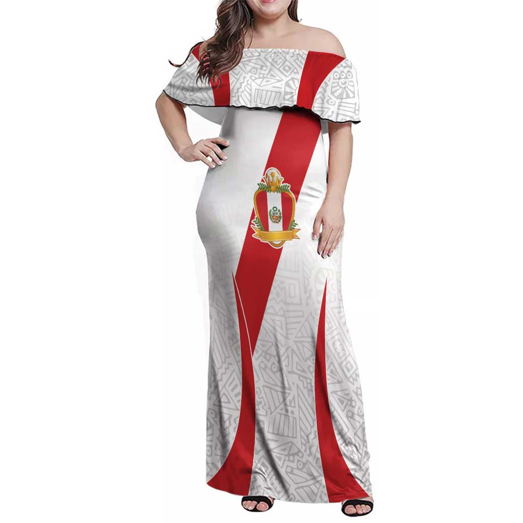 Peru Football Custom Family Matching Off Shoulder Maxi Dress and Hawaiian Shirt La Bicolor Arriba Peru