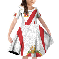 Peru Football Custom Family Matching Off Shoulder Short Dress and Hawaiian Shirt La Bicolor Arriba Peru
