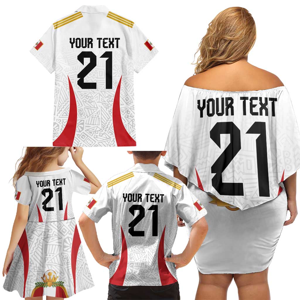 Peru Football Custom Family Matching Off Shoulder Short Dress and Hawaiian Shirt La Bicolor Arriba Peru