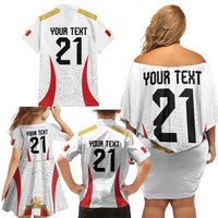Peru Football Custom Family Matching Off Shoulder Short Dress and Hawaiian Shirt La Bicolor Arriba Peru
