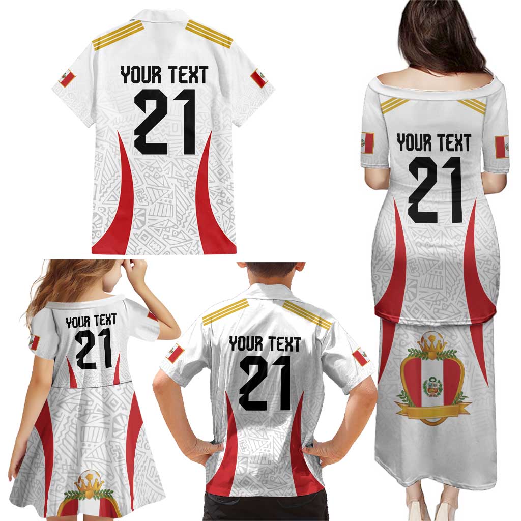 Peru Football Custom Family Matching Puletasi and Hawaiian Shirt La Bicolor Arriba Peru
