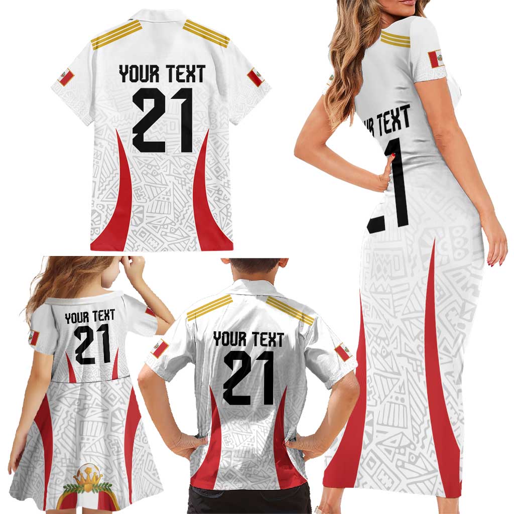 Peru Football Custom Family Matching Short Sleeve Bodycon Dress and Hawaiian Shirt La Bicolor Arriba Peru