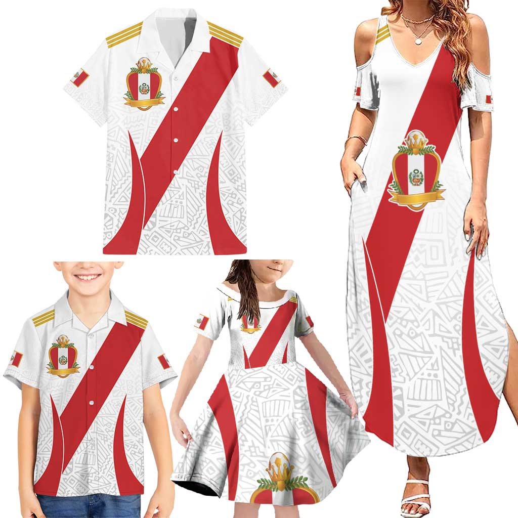 Peru Football Custom Family Matching Summer Maxi Dress and Hawaiian Shirt La Bicolor Arriba Peru