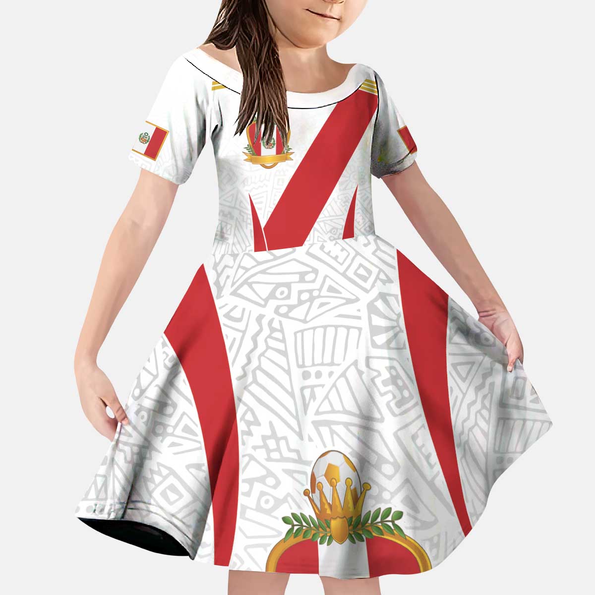 Peru Football Custom Kid Short Sleeve Dress La Bicolor Arriba Peru