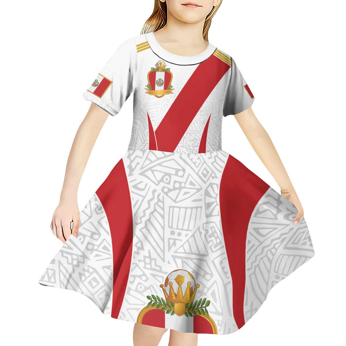 Peru Football Custom Kid Short Sleeve Dress La Bicolor Arriba Peru