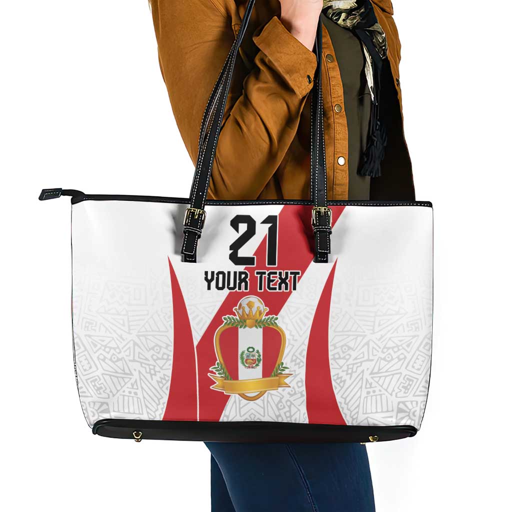 Peru Football Custom Leather Tote Bag La Bicolor Arriba Peru LT9