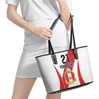 Peru Football Custom Leather Tote Bag La Bicolor Arriba Peru LT9