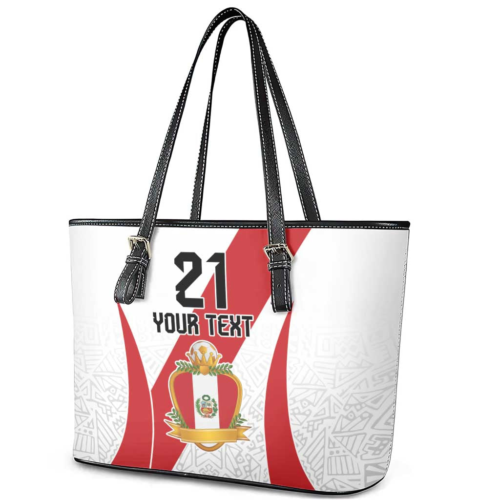 Peru Football Custom Leather Tote Bag La Bicolor Arriba Peru LT9