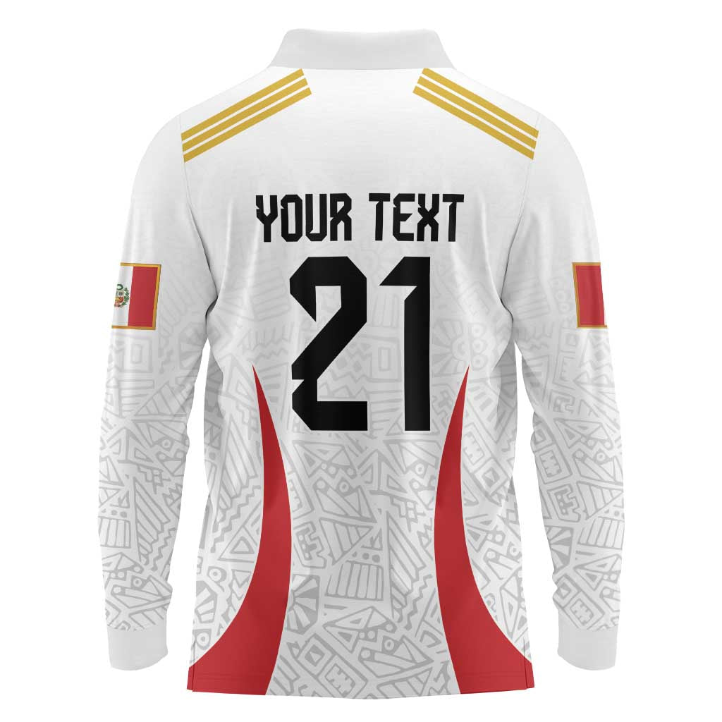 Peru Football Custom Long Sleeve Polo Shirt La Bicolor Arriba Peru