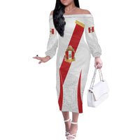 Peru Football Custom Off The Shoulder Long Sleeve Dress La Bicolor Arriba Peru