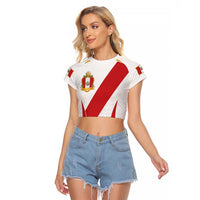 Peru Football Custom Raglan Cropped T Shirt La Bicolor Arriba Peru