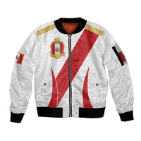 Peru Football Custom Sleeve Zip Bomber Jacket La Bicolor Arriba Peru
