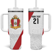 Peru Football Custom Tumbler With Handle La Bicolor Arriba Peru