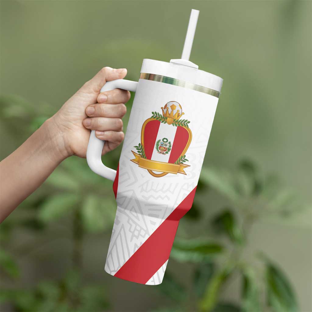 Peru Football Custom Tumbler With Handle La Bicolor Arriba Peru