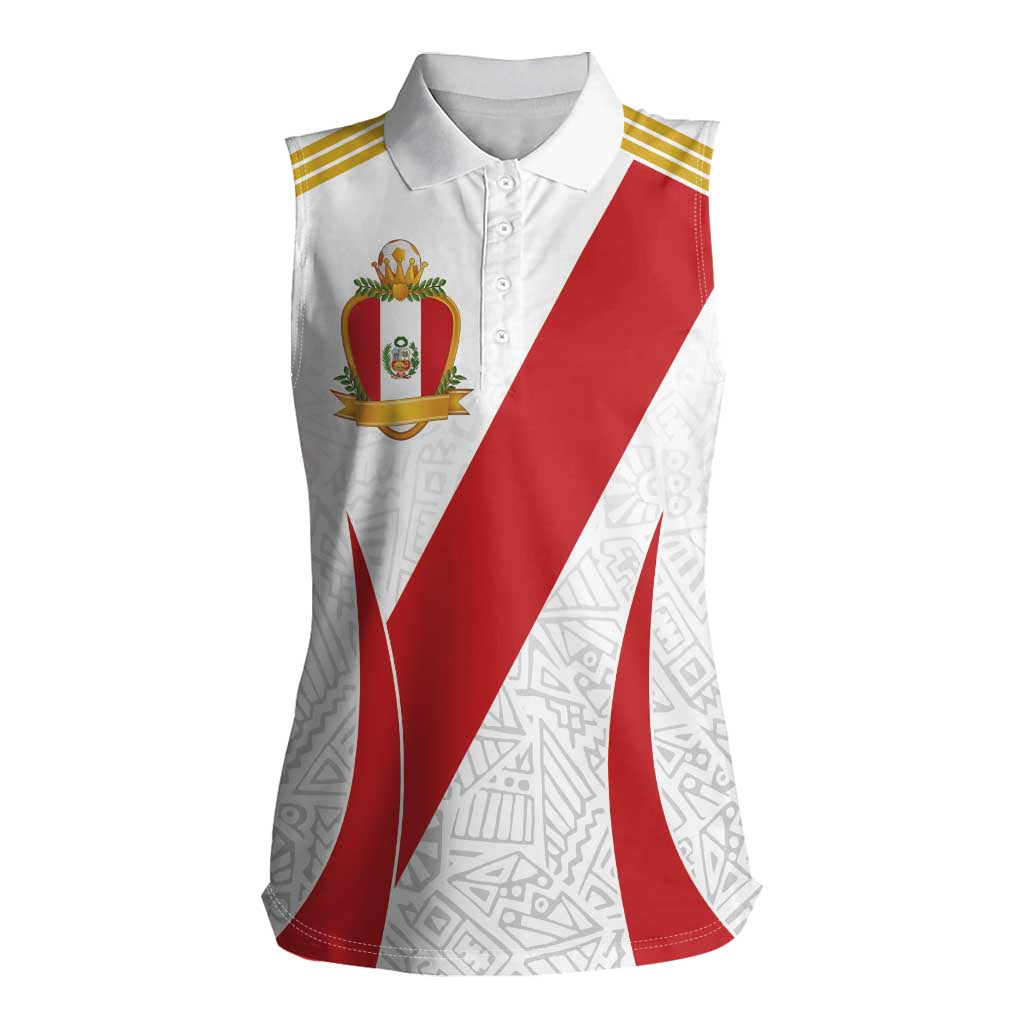 Peru Football Custom Women Sleeveless Polo Shirt La Bicolor Arriba Peru