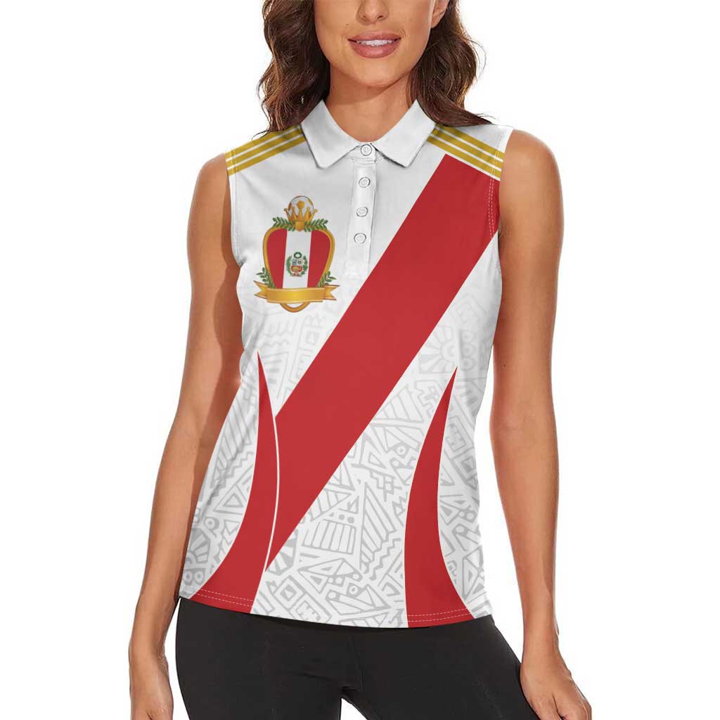 Peru Football Custom Women Sleeveless Polo Shirt La Bicolor Arriba Peru