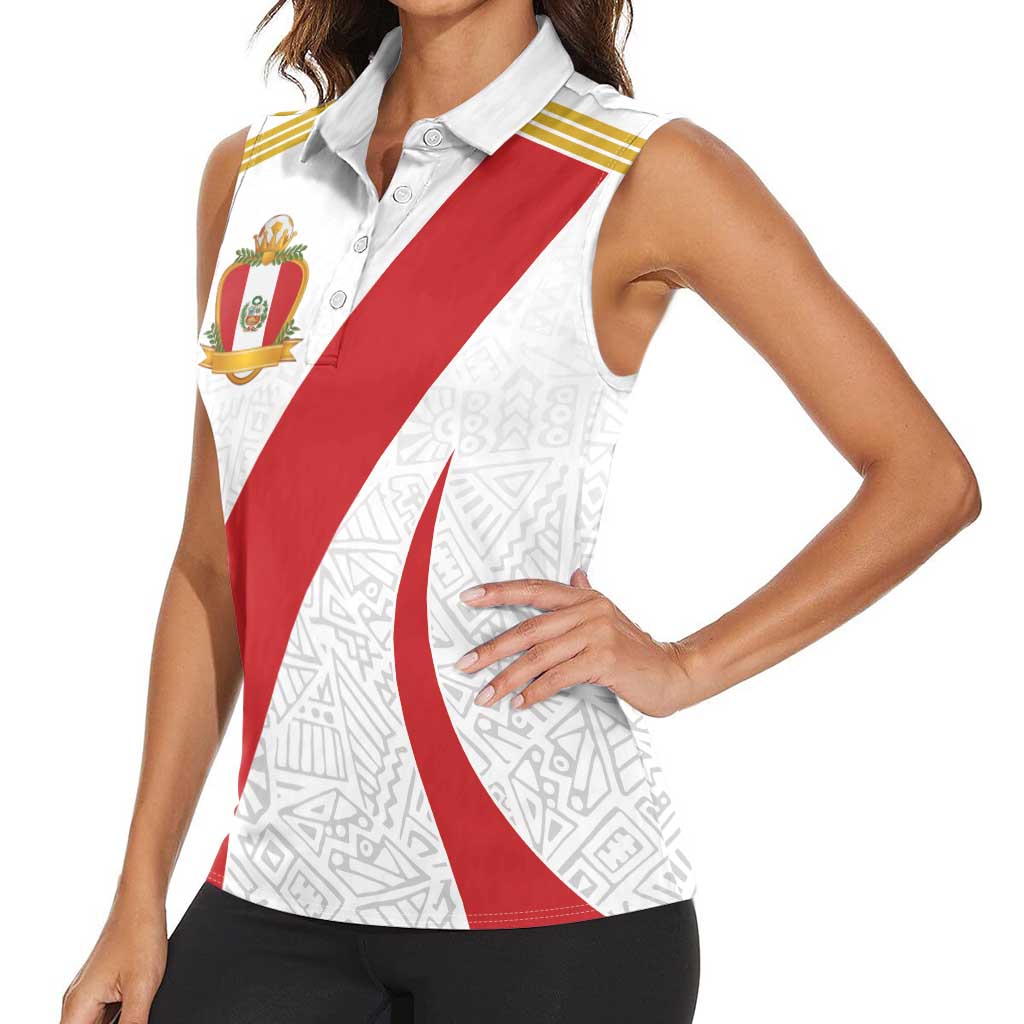 Peru Football Custom Women Sleeveless Polo Shirt La Bicolor Arriba Peru