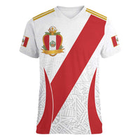 Peru Football Custom Women V-Neck T-Shirt La Bicolor Arriba Peru