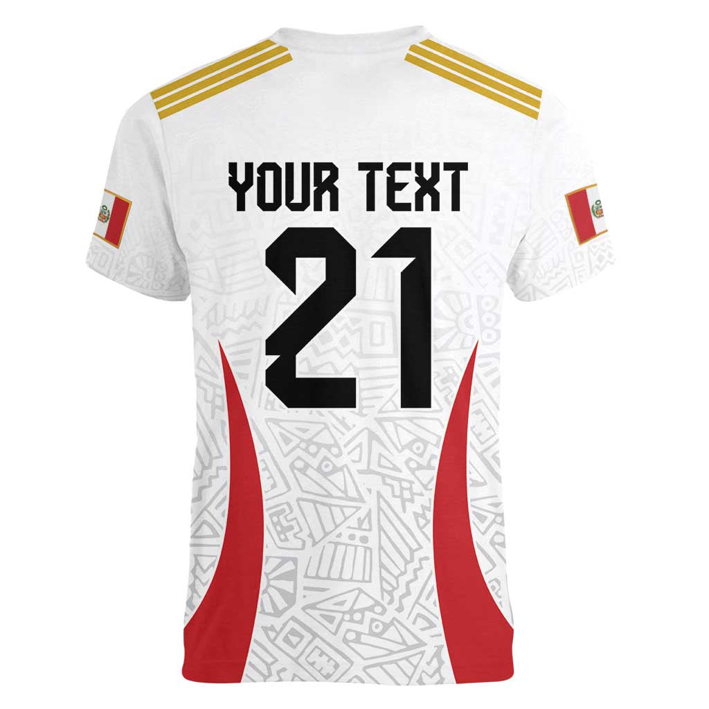 Peru Football Custom Women V-Neck T-Shirt La Bicolor Arriba Peru