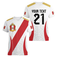 Peru Football Custom Women V-Neck T-Shirt La Bicolor Arriba Peru