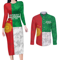 Republic of South Peru Couples Matching Long Sleeve Bodycon Dress and Long Sleeve Button Shirt Version 1836 - 1839