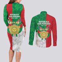 Republic of South Peru Couples Matching Long Sleeve Bodycon Dress and Long Sleeve Button Shirt Version 1836 - 1839