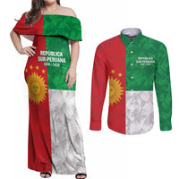 Republic of South Peru Couples Matching Off Shoulder Maxi Dress and Long Sleeve Button Shirt Version 1836 - 1839