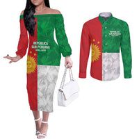 Republic of South Peru Couples Matching Off The Shoulder Long Sleeve Dress and Long Sleeve Button Shirt Version 1836 - 1839