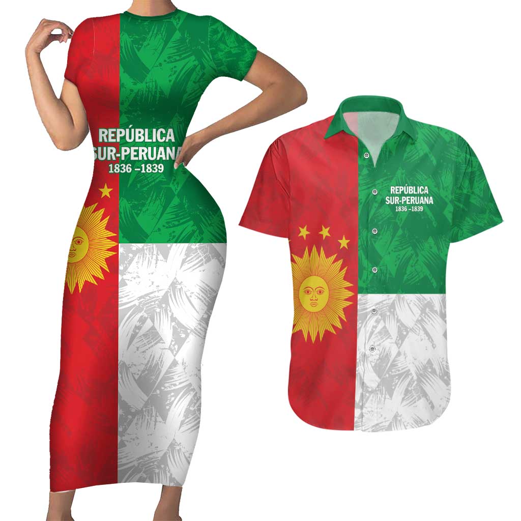 Republic of South Peru Couples Matching Short Sleeve Bodycon Dress and Hawaiian Shirt Version 1836 - 1839