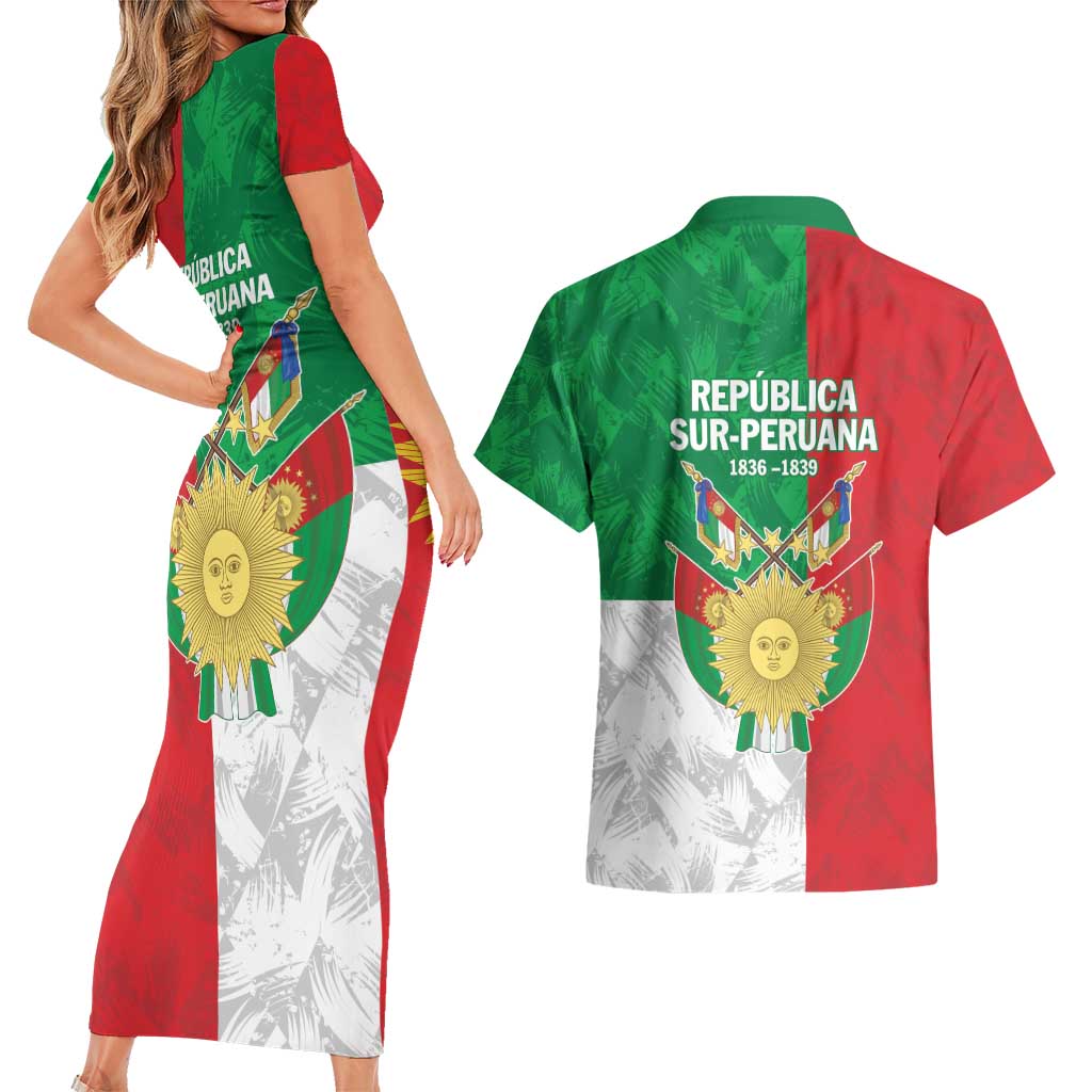 Republic of South Peru Couples Matching Short Sleeve Bodycon Dress and Hawaiian Shirt Version 1836 - 1839