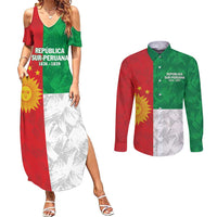 Republic of South Peru Couples Matching Summer Maxi Dress and Long Sleeve Button Shirt Version 1836 - 1839