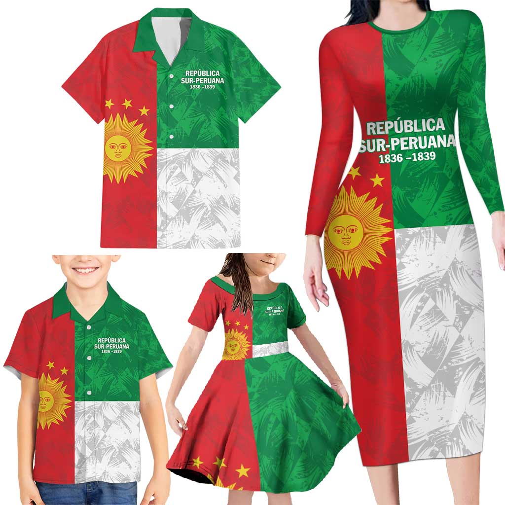 Republic of South Peru Family Matching Long Sleeve Bodycon Dress and Hawaiian Shirt Version 1836 - 1839