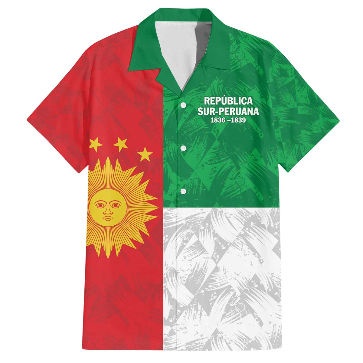 Republic of South Peru Family Matching Off The Shoulder Long Sleeve Dress and Hawaiian Shirt Version 1836 - 1839