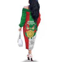 Republic of South Peru Family Matching Off The Shoulder Long Sleeve Dress and Hawaiian Shirt Version 1836 - 1839