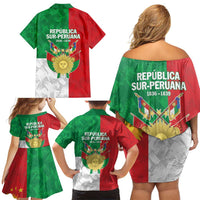 Republic of South Peru Family Matching Off Shoulder Short Dress and Hawaiian Shirt Version 1836 - 1839