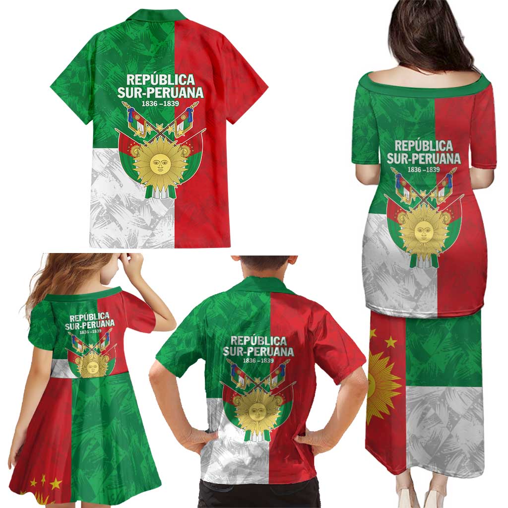 Republic of South Peru Family Matching Puletasi and Hawaiian Shirt Version 1836 - 1839