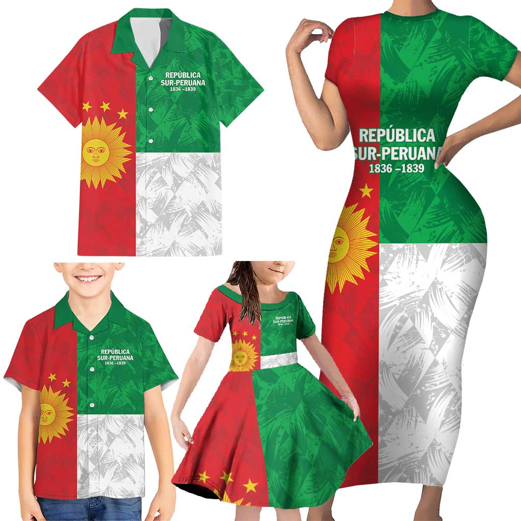 Republic of South Peru Family Matching Short Sleeve Bodycon Dress and Hawaiian Shirt Version 1836 - 1839